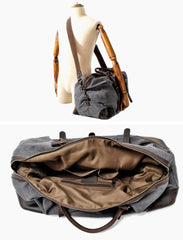 Gray Waxed Canvas Gym Bag Weekend Travel Bag Canvas Mens Weekend Bag Duffle Bag For Men - iwalletsmen