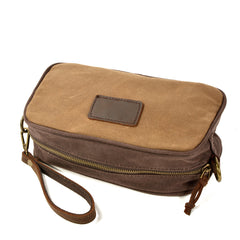 Mens Army Green Waxed Canvas Dopp Kit Mini Messenger Bag Army Green Canvas Toiletry Bag for Men - iwalletsmen