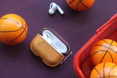 Personalized Coffee&Orange Leather AirPods Pro Case Custom Orange&Coffee Leather Pro AirPods Case Airpod Case Cover