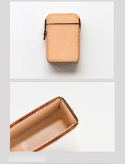 Cool Beige Leather Mens 20pcs Cigarette Holder Case Cool Custom Cigarette Case for Men - iwalletsmen