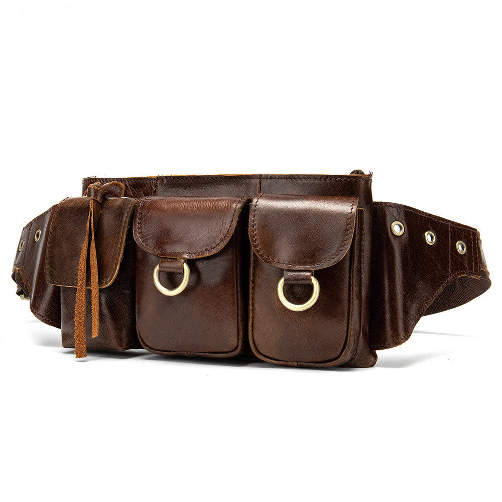 Vintage Leather Fanny Pack Mens Waist Bag Hip Pack Belt Bag for Men - iwalletsmen