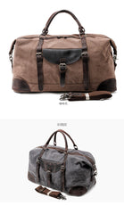 Coffee Waxed Canvas Gym Bag Weekend Travel Bag Canvas Mens Weekend Bag Duffle Bag For Men - iwalletsmen