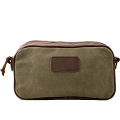 Mens Army Green Waxed Canvas Dopp Kit Mini Messenger Bag Army Green Canvas Toiletry Bag for Men - iwalletsmen