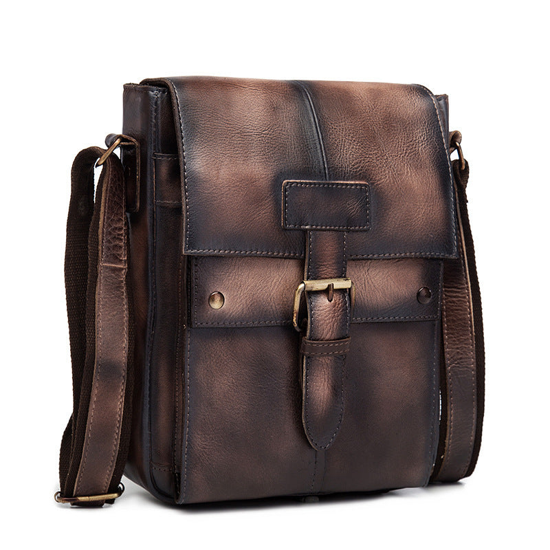 Small Leather Mens SIDE BAGs COURIER BAGs Messenger Bag Shoulder Bag for Men - iwalletsmen