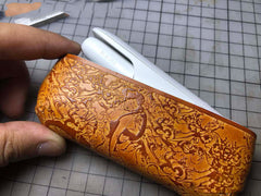 Handmade Tooled Leather Mens IQOS 3.0 Cigarette Case IQOS3.0 Holder for Men - iwalletsmen