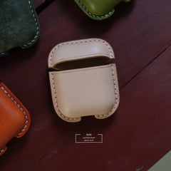Personalized Beige Leather AirPods 1,2 Case Custom Beige Leather 1,2 AirPods Case Airpod Case Cover