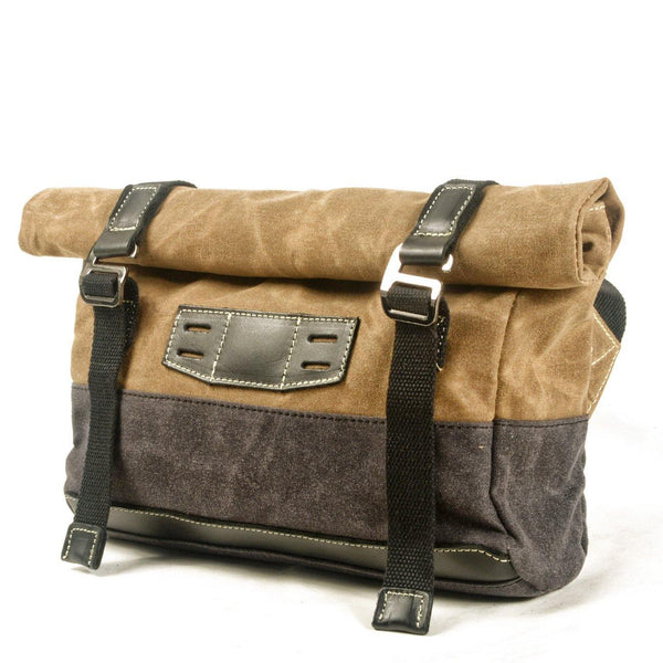 Khaki Waxed Canvas Mens Cycling Messenger Bags Black Canvas Cycling Side Bag For Men - iwalletsmen