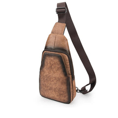 Blue LEATHER MENS Sling Bags Sling Pack One Shoulder Backpack Blue Chest Bag For Men - iwalletsmen