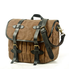 Army Green Waxed Canvas Leather Mens Cycling Messenger Bags Army Green Canvas Side Bag For Men - iwalletsmen