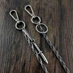 25'' Metal HUNTER SWORD BIKER SILVER WALLET CHAIN LONG PANTS CHAIN SILVER Jeans Chain Jean Chain FOR MEN - iwalletsmen