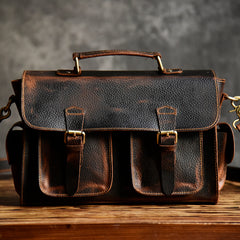 Genuine Leather Mens Cool Messenger Bag Briefcase Work Bag Business Bag for men