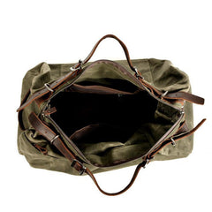 Army Green Waxed Canvas Gym Bag Weekend Travel Bag Canvas Mens Army Green Weekend Bag Duffle Bag For Men - iwalletsmen