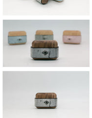 Handmade Black Leather Coffee Wood AirPods 1,2 Case with Eye Custom Leather AirPods 1,2 Case Airpod Case Cover - iwalletsmen