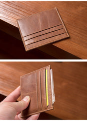 Brown Mens Slim Card Holders Front Pocket Wallet Minimalist Card Wallet For Men