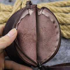 Mens Brown Leather Coin Purse Coin Pouch Change Case Mini Leather Pouch For Men and Women - iwalletsmen