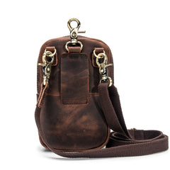 Cool Brown Leather Men's Small Belt Pouch Cell Phone Holster Belt Bag Mini Messenger Bag Side Bag For Men - iwalletsmen