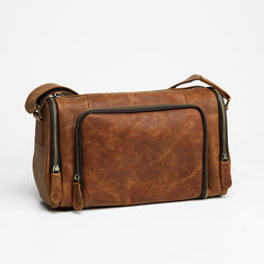 Cool Leather Small Mens Barrel Side Bag Bucket Shoulder Bag Messenger Bag for Men - iwalletsmen