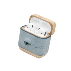 Handmade Purple Leather Wood AirPods 1,2 Case with Eye Custom Leather AirPods 1,2 Case Airpod Case Cover - iwalletsmen