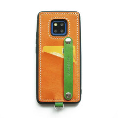 Handmade Green Leather Huawei Mate 20 Pro Case with Card Holder CONTRAST COLOR Huawei Mate 20 Pro Leather Case - iwalletsmen