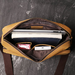 Tan Leather Men's Messenger Bag Side Bag iPad Courier Bags Tan Postman Bag For Men - iwalletsmen