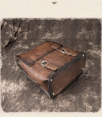 Fashion Brown LEATHER MEN'S College Backpack Travel Backpack Satchel School Backpack For Men - iwalletsmen