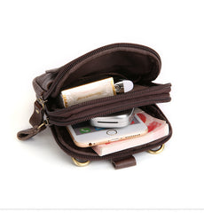 Brown Leather Belt Pouch Mens Small Cases Waist Bag Hip Pack Belt Bag for Men - iwalletsmen