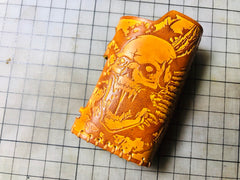 Handmade Leather Tooled Reindeer Brown Mens LA PETITE BOX Holder Cigarette Case for Men - iwalletsmen
