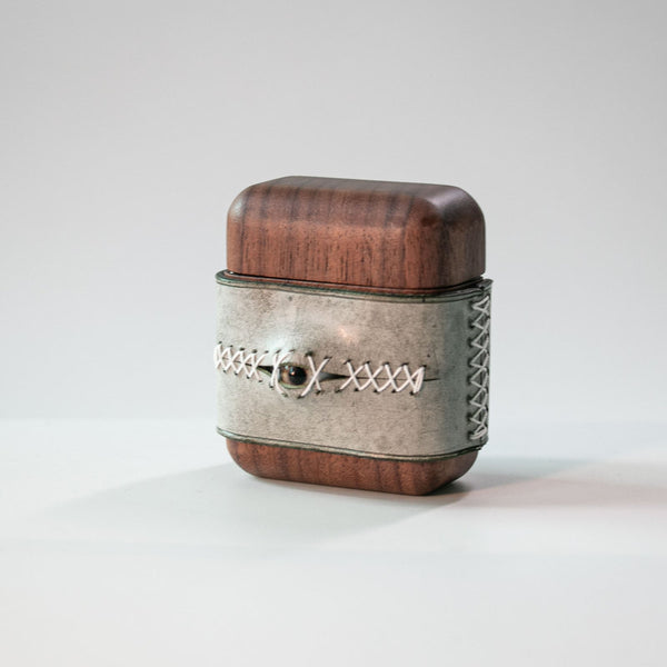 Handmade Green Leather Wood AirPods 1,2 Case with Eye Green Leather AirPods 1,2 Case Airpod Case Cover - iwalletsmen