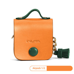 Green Leather AirPods Pro Case with Tassels Green Leather AirPods 1/2 Case Airpod Case Cover