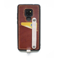 Handmade Black Leather Huawei Mate 20 X Case with Card Holder CONTRAST COLOR Huawei Mate 20 Leather Case - iwalletsmen