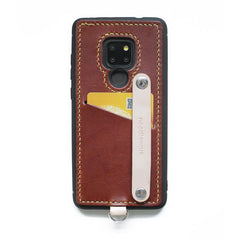 Handmade Red Leather Huawei Mate 20 Case with Card Holder CONTRAST COLOR Huawei Mate 20 Leather Case - iwalletsmen