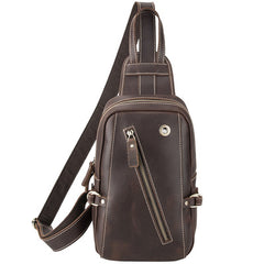Best LEATHER MENS Sling Bags Sling Pack Vintage One Shoulder Backpack Chest Bag For Men - iwalletsmen