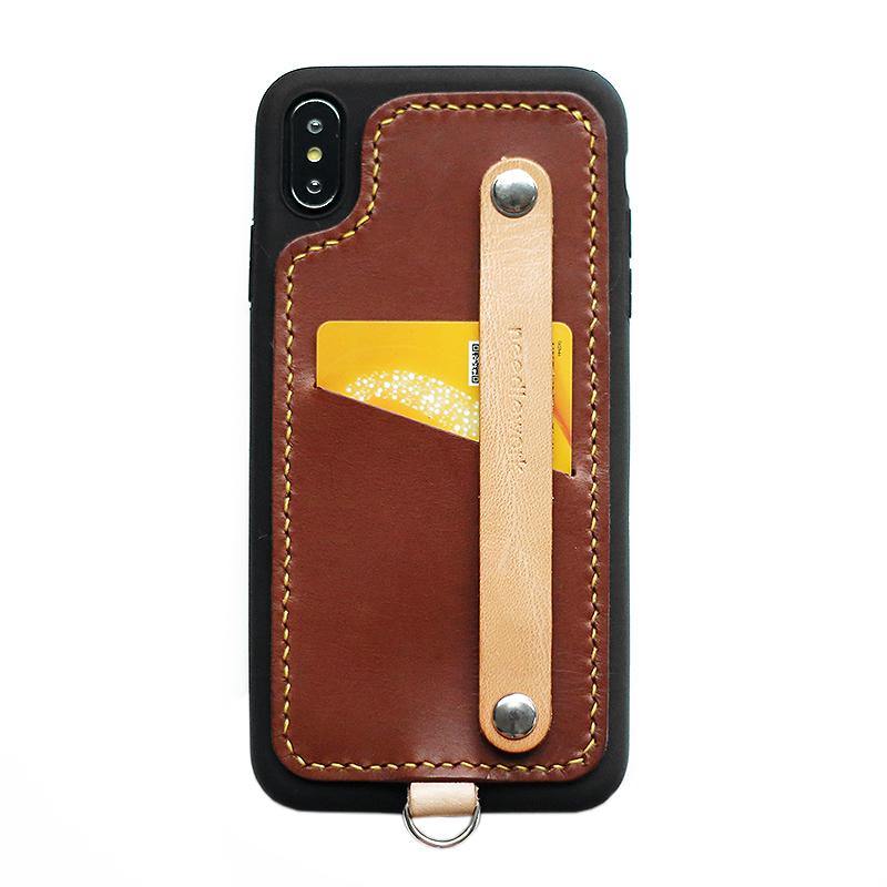 Handmade Coffee Leather iPhone X Case with Card Holder CONTRAST COLOR iPhone X Leather Case - iwalletsmen