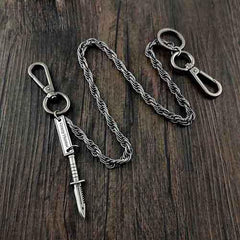 25'' Metal HUNTER SWORD BIKER SILVER WALLET CHAIN LONG PANTS CHAIN SILVER Jeans Chain Jean Chain FOR MEN - iwalletsmen
