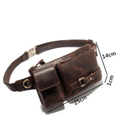 Top Leather Fanny Pack Men's Dark Brown Chest Bag Hip Bag Brown Waist Bag For Men - iwalletsmen