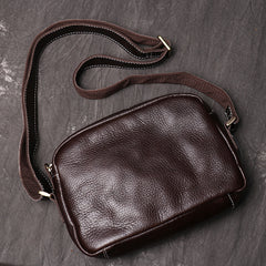 Cool Brown Leather Men's Small Shoulder Bag Messenger Bag Side Bag For Men - iwalletsmen