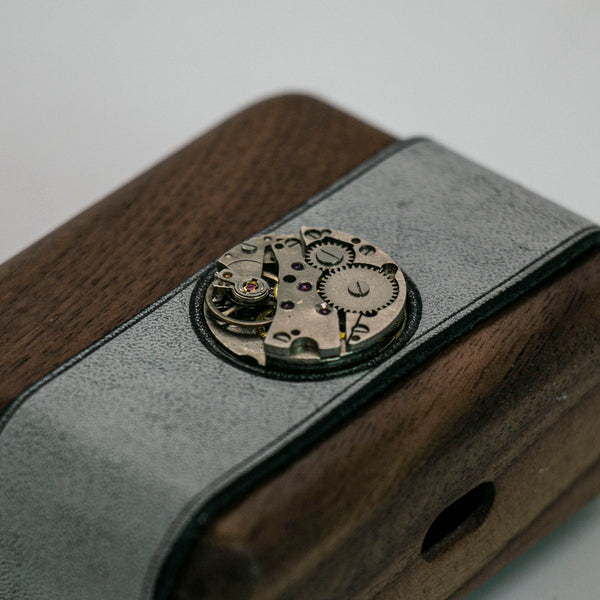 Leather Wood AirPods Pro Case with Watch Movement Handmade Custom Leather AirPods Pro Case Airpod Case Cover - iwalletsmen
