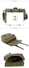 Army Green Waxed Canvas Leather Mens Cycling Messenger Bags Army Green Canvas Side Bag For Men - iwalletsmen