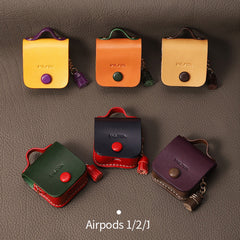 Coffee Leather AirPods 1/2 Case with Tassels Coffee Leather AirPods Pro Case Airpod Case Cover