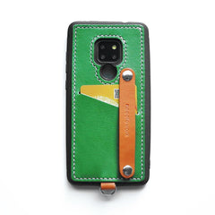 Handmade Green Leather Huawei Mate 20 X Case with Card Holder CONTRAST COLOR Huawei Mate 20 X Leather Case - iwalletsmen