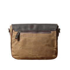 Army Green Waxed Canvas Side Bag Shoulder Bag Mens Cycling Army Green Canvas Messenger Bag For Men - iwalletsmen