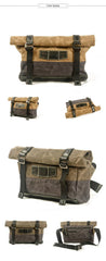 Khaki Waxed Canvas Mens Cycling Messenger Bags Black Canvas Cycling Side Bag For Men - iwalletsmen