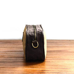 Mens Khaki Waxed Canvas Dopp Kit Mini Messenger Bag Canvas Toiletry Bag for Men - iwalletsmen