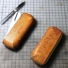 Handmade Tooled Solar Calendar Leather Mens IQOS 3.0 Cigarette Case IQOS3.0 Holder for Men - iwalletsmen