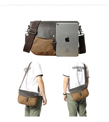 Khaki Waxed Canvas Side Bag Shoulder Bag Mens Cycling Khaki Canvas Messenger Bag For Men - iwalletsmen