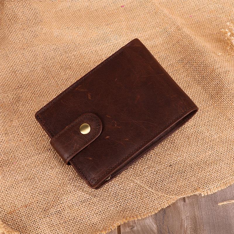 Small Trifold Leather Mens Wallet Brown Wallet Trifold Wallet Driver's License Wallet for Men - iwalletsmen
