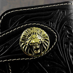 Handmade Black Leather Mens Biker Chain Wallet Biker wallet with Chain Long Wallet For Men - iwalletsmen