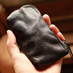 Vintage Slim Brown Leather Mens Coin Wallet Zipper Coin Holder Change Pouch For Men - iwalletsmen