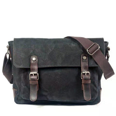 Khaki Waxed Canvas Side Bag Mens Cycling Canvas Messenger Bags For Men - iwalletsmen