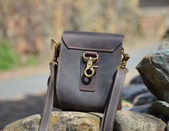 LEATHER MEN Belt Pouch Brown Phone Belt Bag Waist BAG Small Side Bag FOR MEN